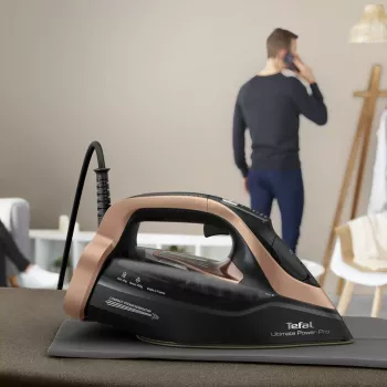 Tefal Ultimate Power Pro FV9E50 Σίδερο στεγνού και ατμού Πλάκα σιδερώματος Durilium AirGlide Autoclean 3200 W Μαύρο, Χαλκό
