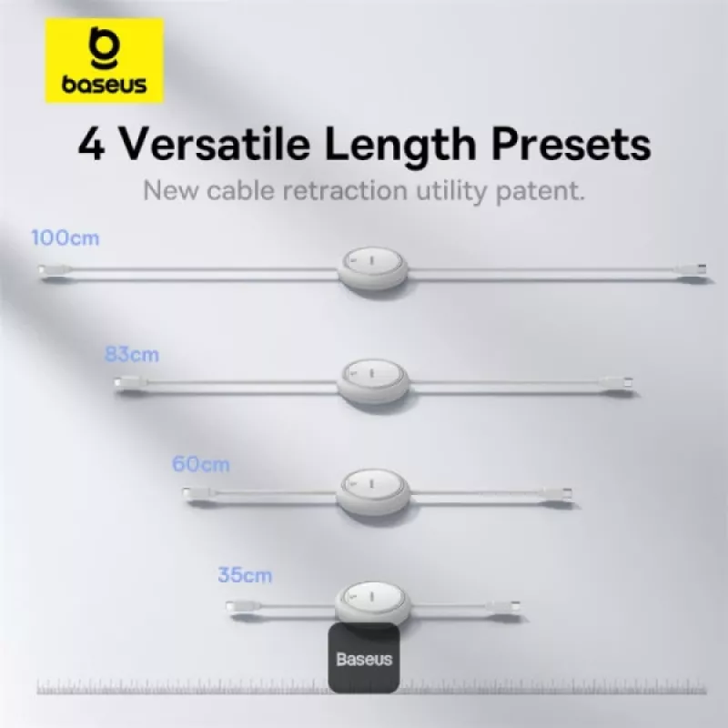 BASEUS Free2pull Expandable USB C To Ip Ligtning Fast Charging Καλώδιο 1 M 20 W Λευκό