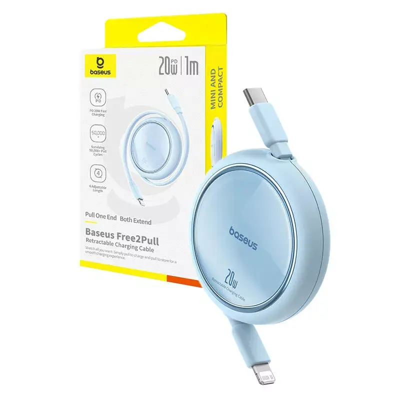 Καλώδιο USB-C σε Lightning Baseus Free2Pull 20 W, 1 m, μπλε, 480 Mbit/s, USB PD