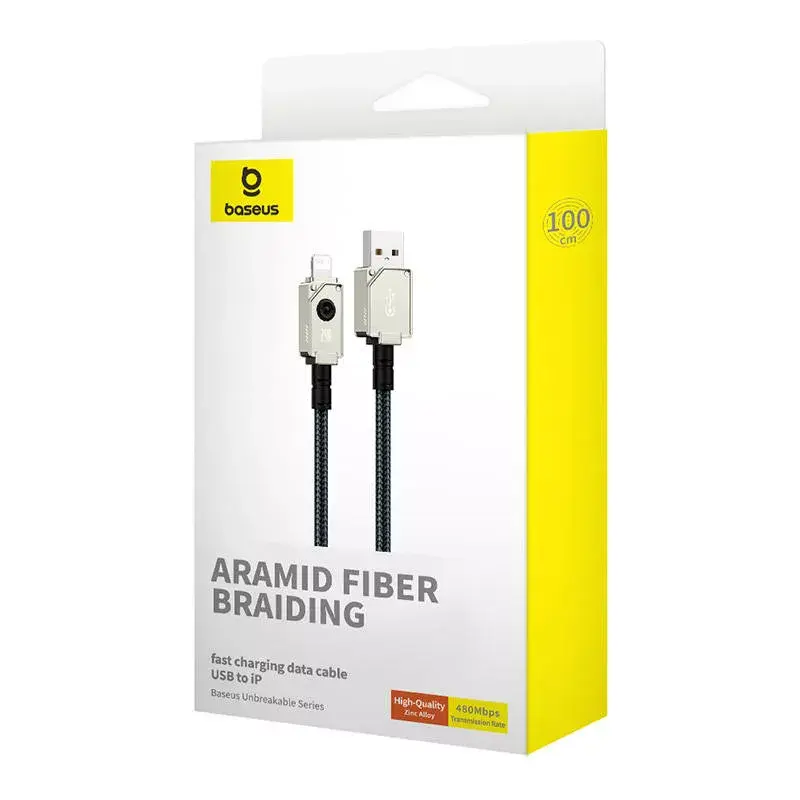 Καλώδιο USB-A σε Lightning Baseus 1 m 5 V 2,4 A λευκό, USB PD, 480 Mbit/s