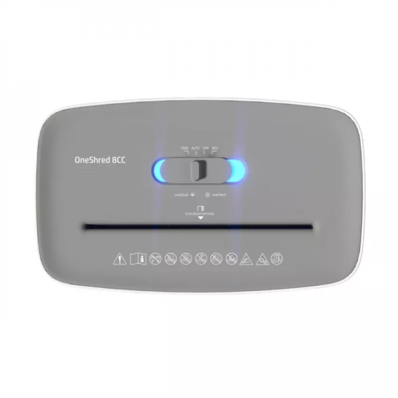 HP OneShred 8CC 2801 καταστροφέας χαρτιού, μικροκοπή 5x18 mm, P-4, 8 φύλλα, 15 l, 68 dB, ανοιχτό γκρι