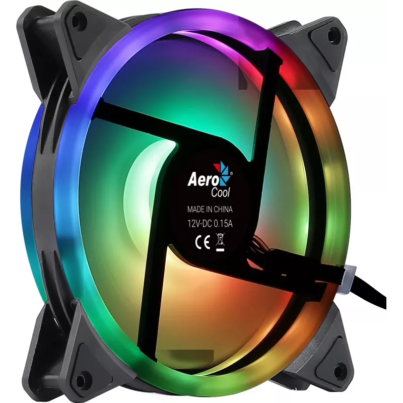 Ανεμιστήρας PC Aerocool DUO14 14cm ARGB LED Dual Ring Antivibration 6-Pin Μαύρο