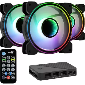 Aerocool MIRAGE12PRO Kit 3xFan PC 12cm ARGB 6 Pins Hub Silent Μαύρο