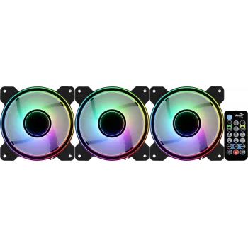 Aerocool MIRAGE12PRO Kit 3xFan PC 12cm ARGB 6 Pins Hub Silent Μαύρο