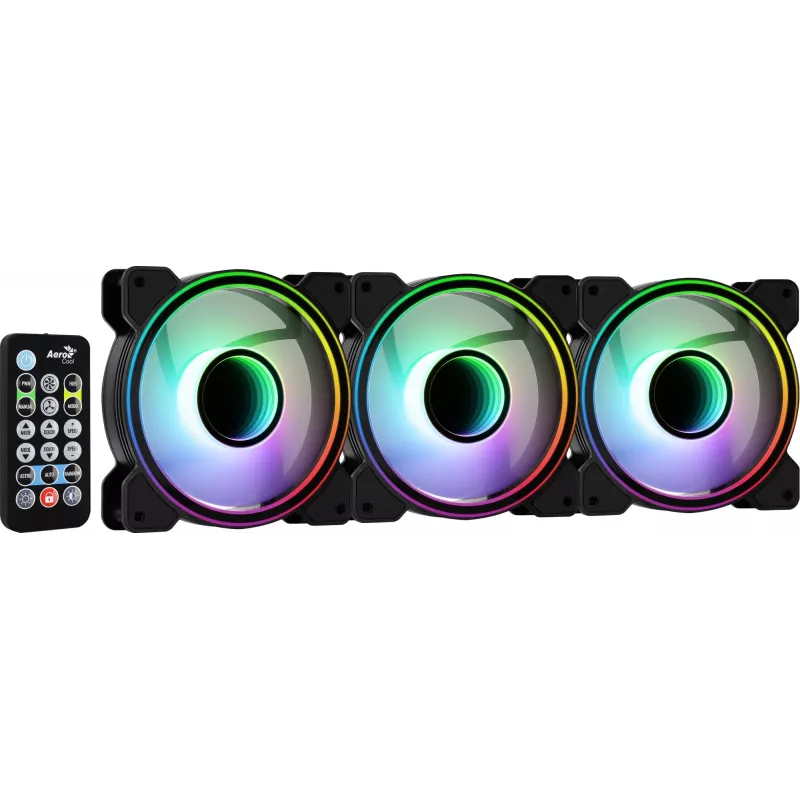 Aerocool MIRAGE12PRO Kit 3xFan PC 12cm ARGB 6 Pins Hub Silent Μαύρο