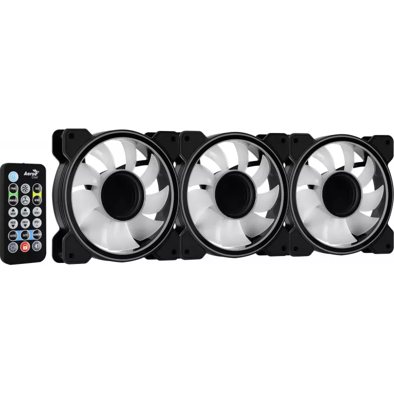 Aerocool MIRAGE12PRO Kit 3xFan PC 12cm ARGB 6 Pins Hub Silent Μαύρο