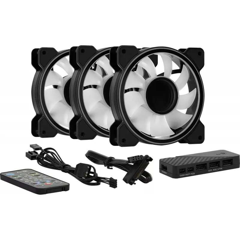 Aerocool MIRAGE12PRO Kit 3xFan PC 12cm ARGB 6 Pins Hub Silent Μαύρο