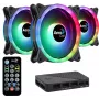 Aerocool DUO12PRO Kit 3x Ανεμιστήρες 12 cm ARGB LED Dual-Ring Antivibration 6 Pins, μαύρο