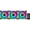 Aerocool DUO12PRO Kit 3x Ανεμιστήρες 12 cm ARGB LED Dual-Ring Antivibration 6 Pins, μαύρο