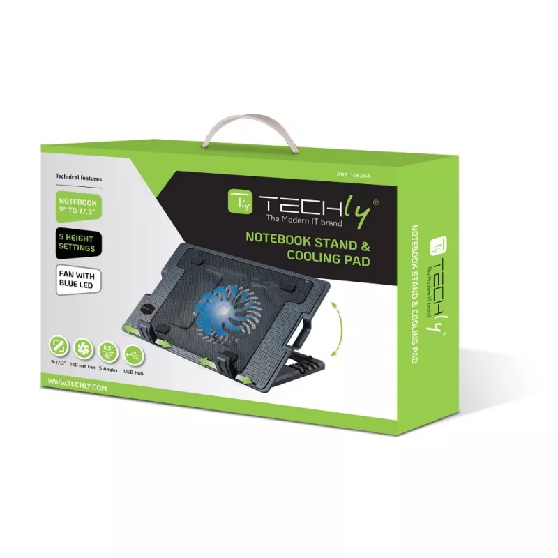Techly Βάση και βάση ψύξης notebook για notebook έως 17,3 ίντσες