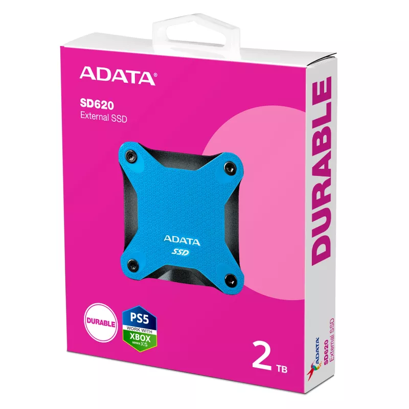 Φορητός SSD ADATA SD620 2 TB USB 3.2 Gen 2 (Micro‑B) μπλε/μαύρο — 520/460 MB/s, 80×80×15,2 mm