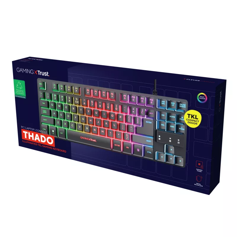 Trust GXT 833 Thado Πληκτρολόγιο Gaming USB Ολλανδικό Μαύρο, Ασημί