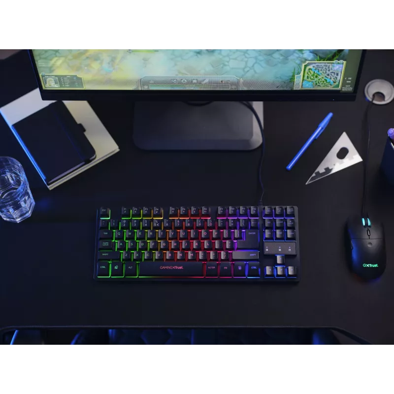 Trust GXT 833 Thado Πληκτρολόγιο Gaming USB Ολλανδικό Μαύρο, Ασημί