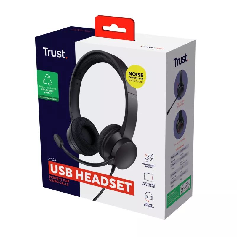 Trust Ayda Ακουστικά Ενσύρματα Head-band Κλήσεις/Μουσική USB Type-A Μαύρο