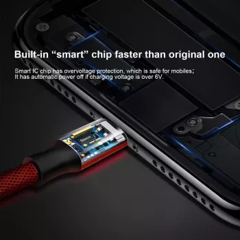 Καλώδιο USB-A σε Lightning Baseus Yiven 1,8 m, έξοδος 2 A, κόκκινο, περίβλημα από θερμοπλαστικό ελαστομερές