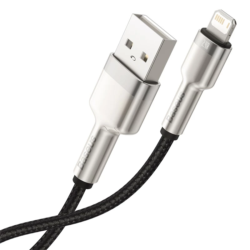BASEUS Καλώδιο μεταφοράς δεδομένων Fast Charge Cafule - USB Type-A σε Lightning - 480 Mbit/s (2,4 A PD) - 1 m - μαύρο