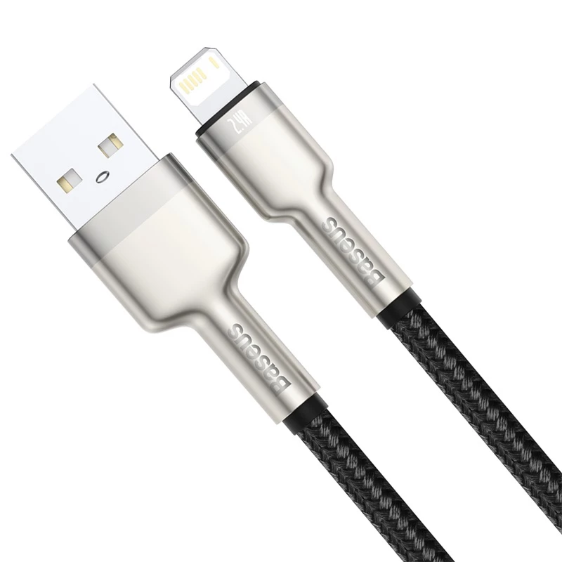 BASEUS Καλώδιο μεταφοράς δεδομένων Fast Charge Cafule - USB Type-A σε Lightning - 480 Mbit/s (2,4 A PD) - 1 m - μαύρο