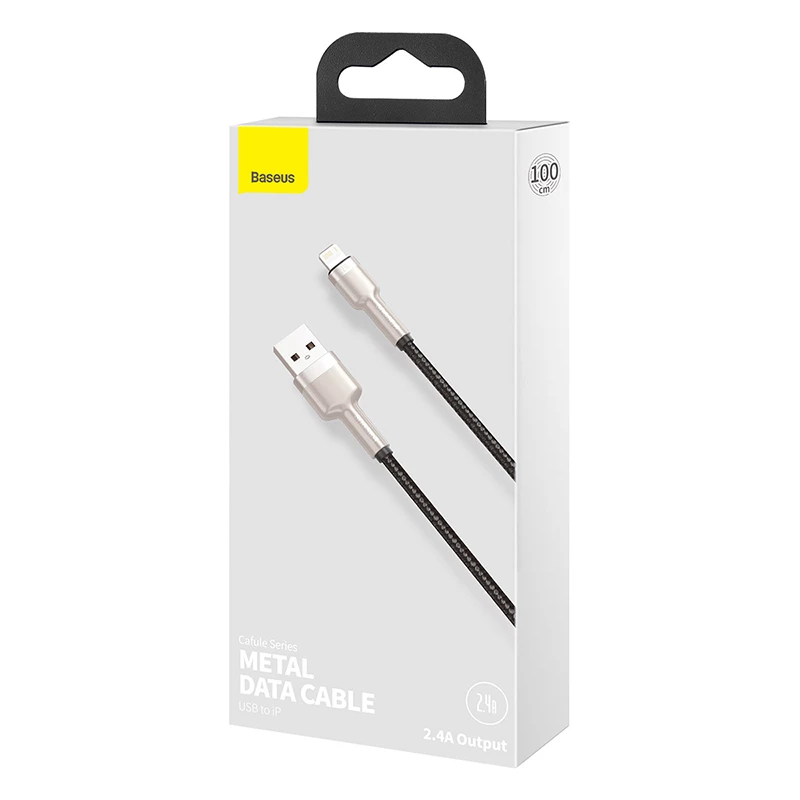 BASEUS Καλώδιο μεταφοράς δεδομένων Fast Charge Cafule - USB Type-A σε Lightning - 480 Mbit/s (2,4 A PD) - 1 m - μαύρο
