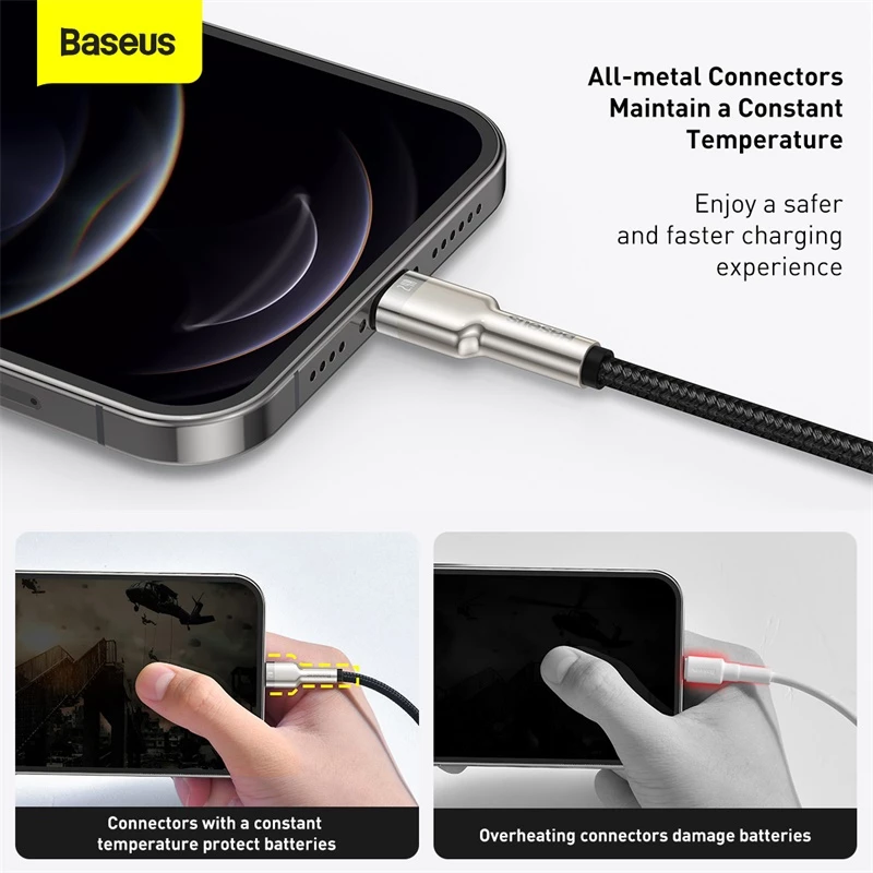 BASEUS Καλώδιο μεταφοράς δεδομένων Fast Charge Cafule - USB Type-A σε Lightning - 480 Mbit/s (2,4 A PD) - 1 m - μαύρο