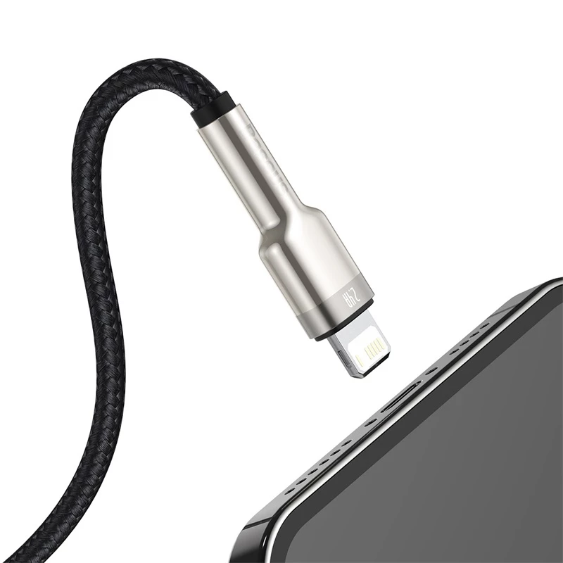 BASEUS Καλώδιο μεταφοράς δεδομένων Fast Charge Cafule - USB Type-A σε Lightning - 480 Mbit/s (2,4 A PD) - 1 m - μαύρο