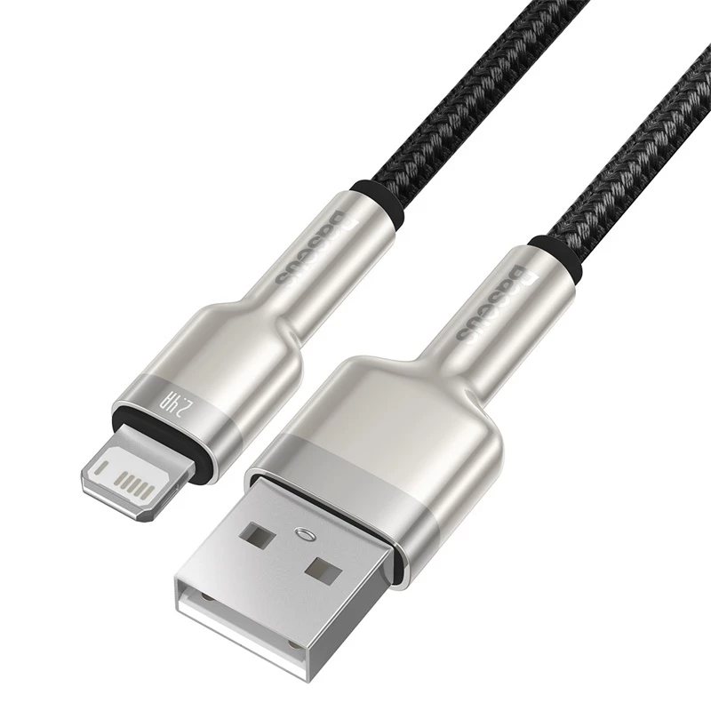 BASEUS Καλώδιο μεταφοράς δεδομένων Fast Charge Cafule - USB Type-A σε Lightning - 480 Mbit/s (2,4 A PD) - 1 m - μαύρο