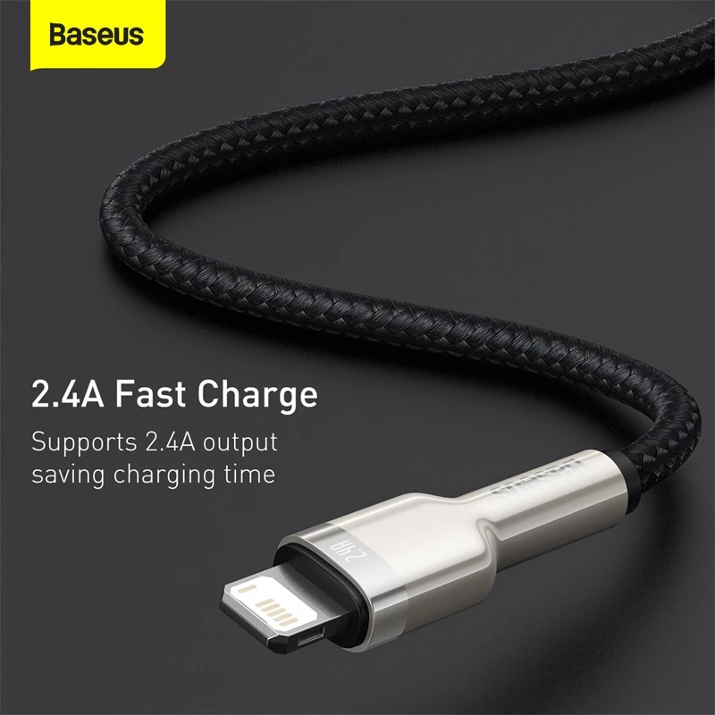 BASEUS Καλώδιο μεταφοράς δεδομένων Fast Charge Cafule - USB Type-A σε Lightning - 480 Mbit/s (2,4 A PD) - 1 m - μαύρο