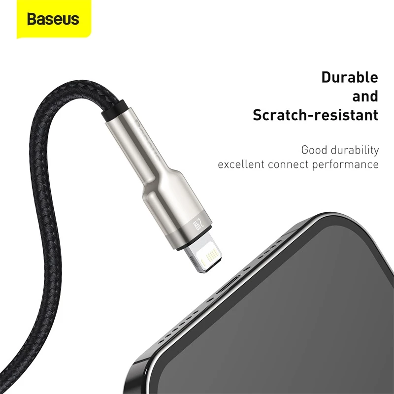 BASEUS Καλώδιο μεταφοράς δεδομένων Fast Charge Cafule - USB Type-A σε Lightning - 480 Mbit/s (2,4 A PD) - 1 m - μαύρο