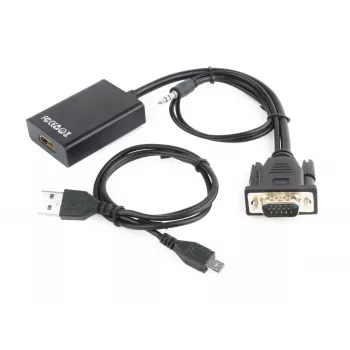 GEMBIRD Καλώδιο προσαρμογέα VGA σε HDMI, τροφοδοτούμενο από USB 15cm - μαύρο