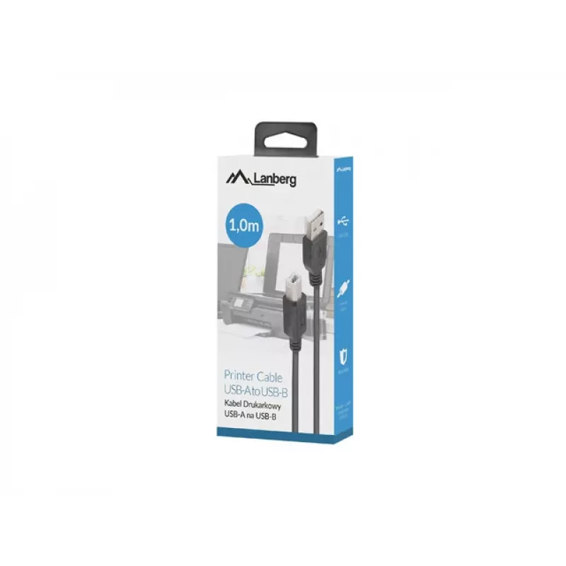 LANBERG Καλώδιο USB-A(αρσενικό)->USB-B(αρσενικό) 2.0 1 m μαύρο Ferrite, Box