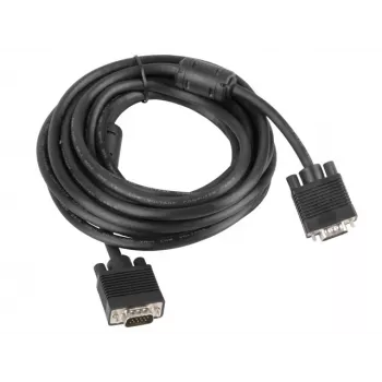 Καλώδιο VGA LANBERG CA-VGAC-10CC-0050-B, 5 m, αρσενικό σε αρσενικό, περίβλημα PVC, πυρήνας φερρίτη, μαύρο