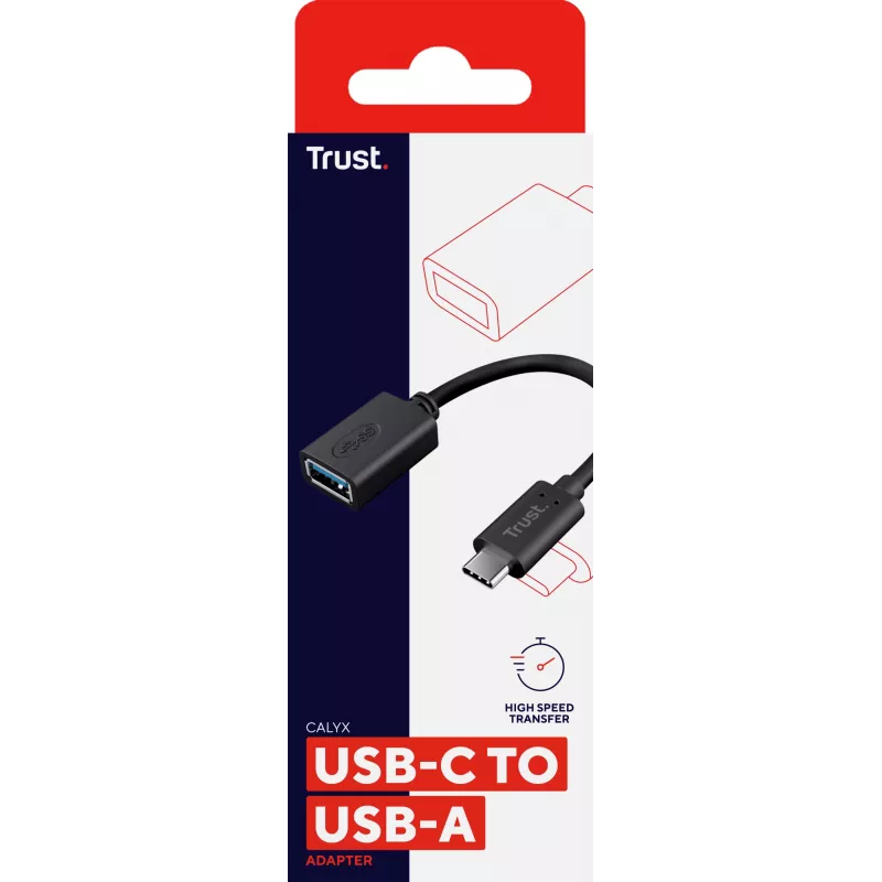 Trust Calyx 20967 προσαρμογέας USB-C (αρσενικό) σε USB-A (θηλυκό), USB 3.1 Gen 1, μαύρος