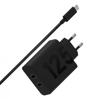 Motorola TurboPower 125W Duo Charger Universal μαύρο γρήγορη φόρτιση AC για εσωτερικό χώρο