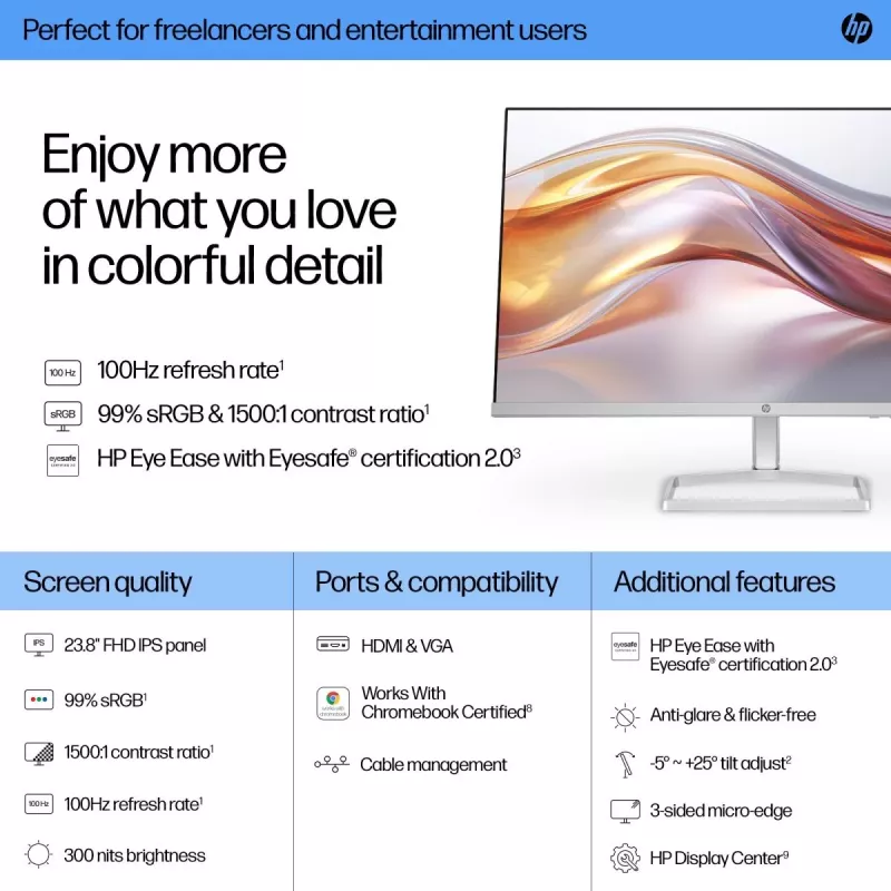 HP οθόνη desktop – Σειρά 5 524sf – 24 inch – 1920x1080 (FHD) – IPS