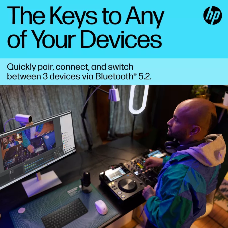 HP 350 Συμπαγές πληκτρολόγιο Multi-Device Bluetooth, ασύρματο, Bluetooth, μηχανικό, QWERTY, Μαύρο