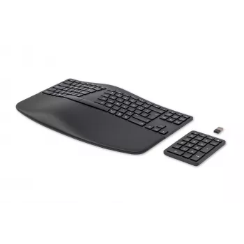 HP 960 Εργονομικό ασύρματο πληκτρολόγιο, πλήρες μέγεθος (100%), Ασύρματο, RF Wireless + Bluetooth, Membrane, QWERTZ, Μαύρο