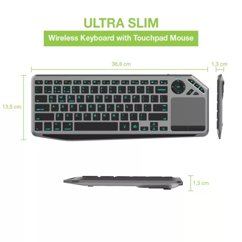 Techly ICTB9801TB Πληκτρολόγιο Universal RF Wireless + Bluetooth QWERTY US English Μαύρο