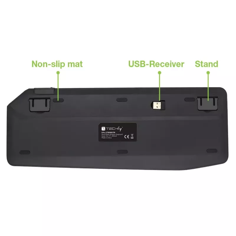 Techly ICTB9801TB Πληκτρολόγιο Universal RF Wireless + Bluetooth QWERTY US English Μαύρο