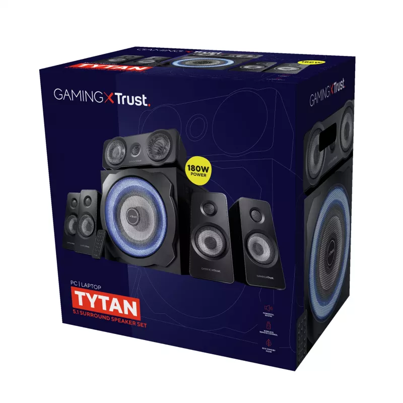 Trust GXT 658 Tytan Σετ Ηχείων 5.1 90 W Universal Μαύρο 5.1 κανάλια