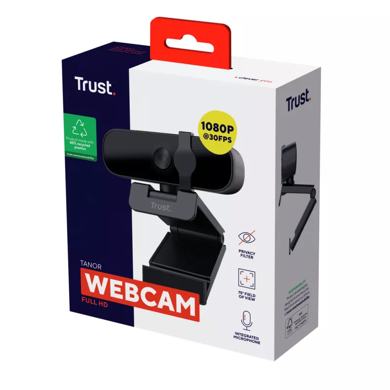 Trust Tanor Webcam 1920 x 1080 Pixel USB Μαύρη