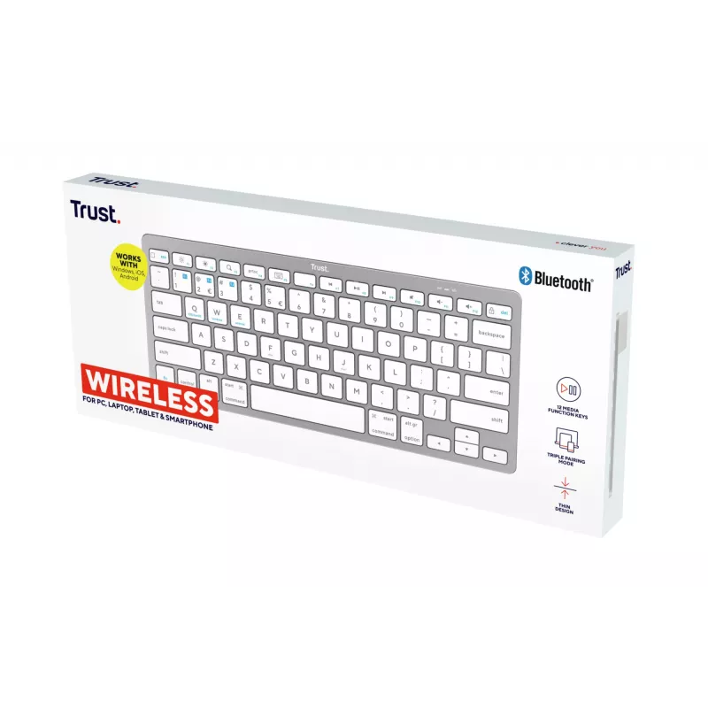 Trust 24651 Ασύρματο Πληκτρολόγιο QWERTY US English, Ασημί