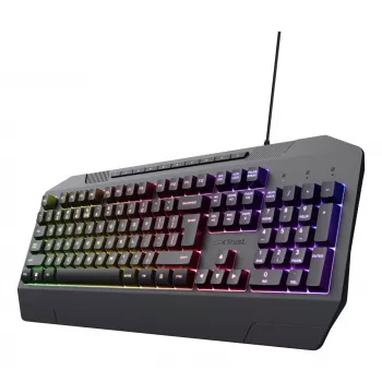 Ενσύρματο Gaming Πληκτρολόγιο TRUST GXT 836 Evocx USB QWERTY US-Αγγλικά, Φωτισμός RGB, Υποστήριγμα καρπού, 114 πλήκτρα, 110%-Layout
