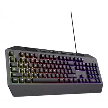 Ενσύρματο Gaming Πληκτρολόγιο TRUST GXT 836 Evocx USB QWERTY US-Αγγλικά, Φωτισμός RGB, Υποστήριγμα καρπού, 114 πλήκτρα, 110%-Layout