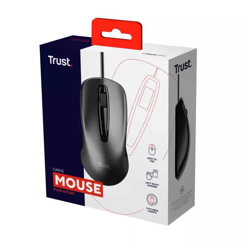 Trust Carve Ποντίκι Γραφείου Αμφιδέξιο USB Type-A Οπτικό 1200 DPI