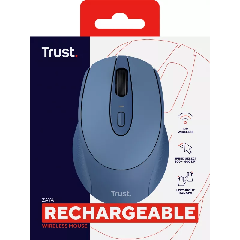 Trust Zaya Ποντίκι Γραφείου Αμφιδέξιο RF Wireless Οπτικό 1600 DPI