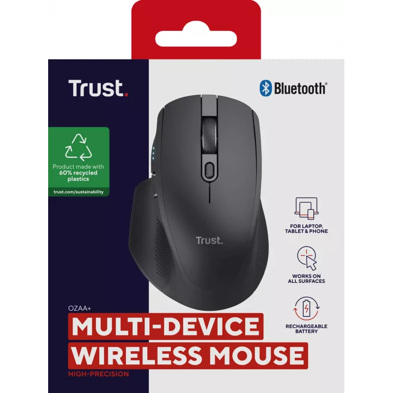 Trust Ozaa+ Ποντίκι Γραφείου για Δεξιόχειρες RF Wireless + Bluetooth 3200 DPI