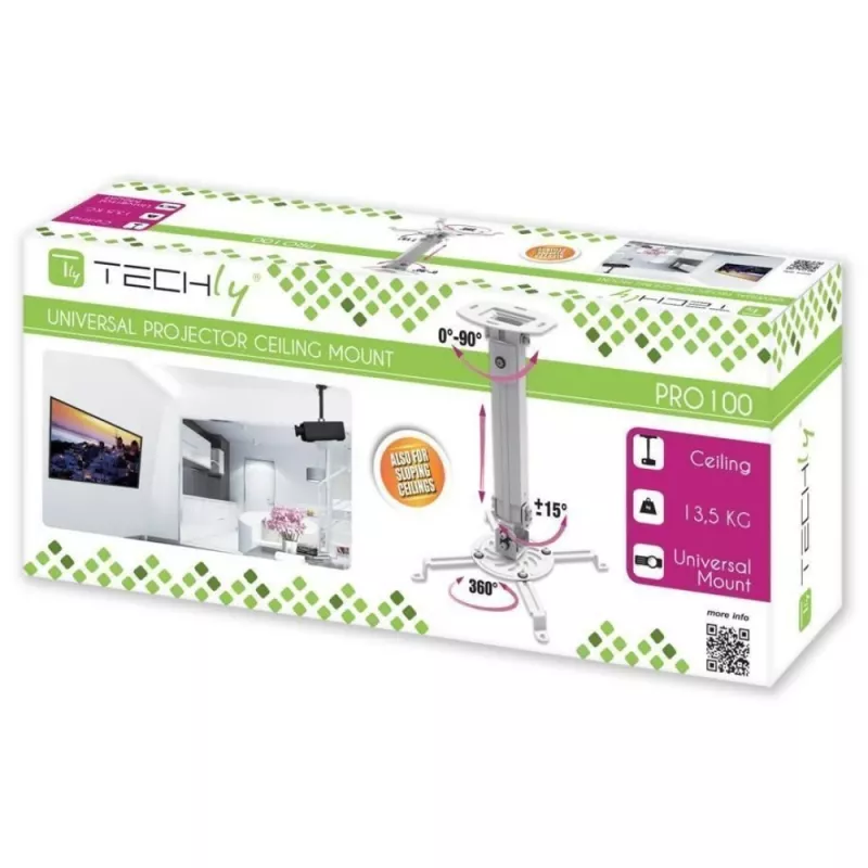 Techly Βάση Οροφής για Προβολέα με Επέκταση 380-580 mm Ασημί ICA-PM 18S