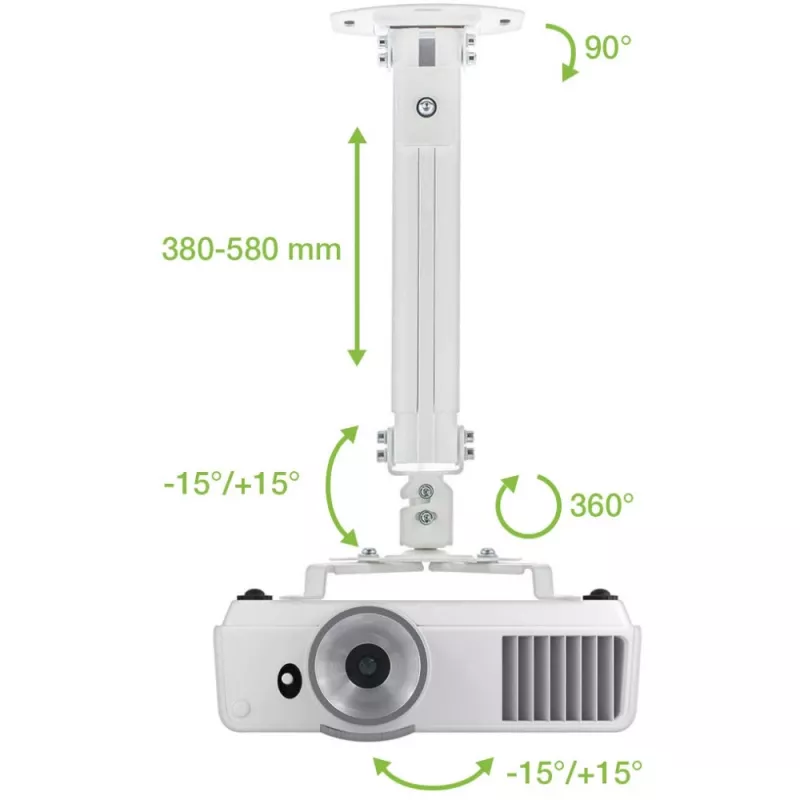 Techly Βάση Οροφής για Προβολέα με Επέκταση 380-580 mm Ασημί ICA-PM 18S