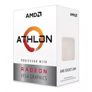 Επεξεργαστής desktop AMD Athlon 3000G — 2 πυρήνες, 4 threads, 3,5 GHz, 4 MB L3, Socket AM4, 35 W, Vega 3 iGPU
