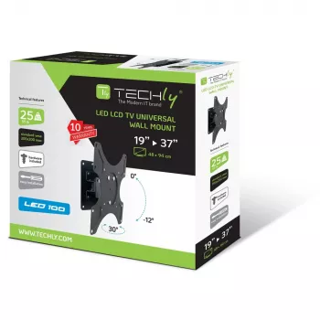 Βάση τοίχου Techly 19-37 inch για LED-LCD TV, με κλίση, περιστρεφόμενη 1 σημείου, μαύρη ICA-LCD 2900B