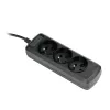 Πολύπριζο ActiveJet 3GNU - 3M - C, 3 υποδοχές Type E, καλώδιο 3 m, 230 V, 10 A, μαύρο